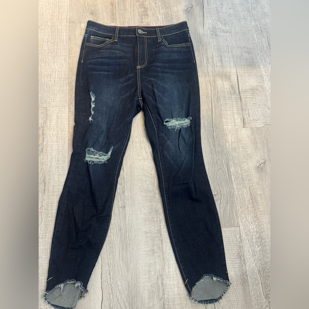 Cello Blue Skinny Jeans with Edgy Distressing